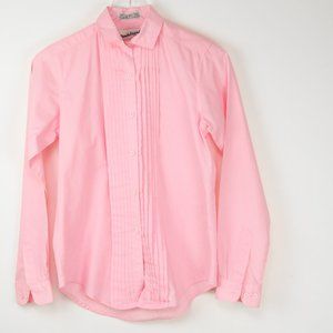 Vintage Diane Von Furstenberg 1980's Top Button Front Shirt Pleated Pink Size 6